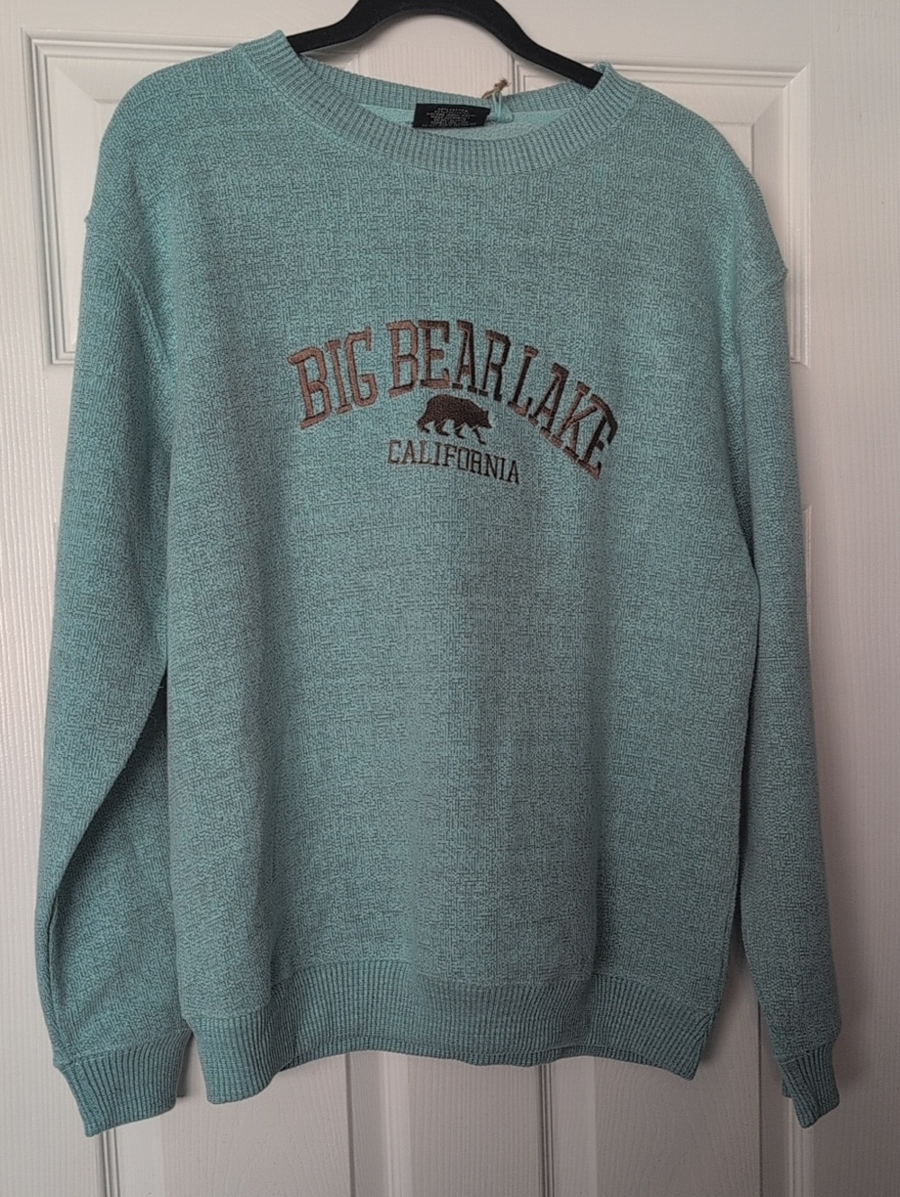 Big Bear Lake Knit Crewneck Sweater - Aqua NWT Large